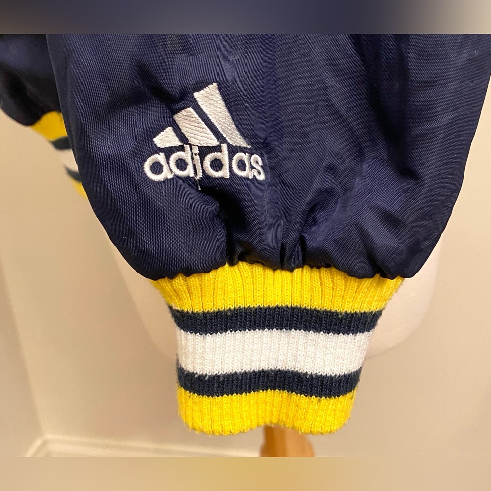 Adidas Men’s Michigan Wolverine Vintage Blue Yellow SZ 14/16 College Y2K Jacket - Picture 7 of 14